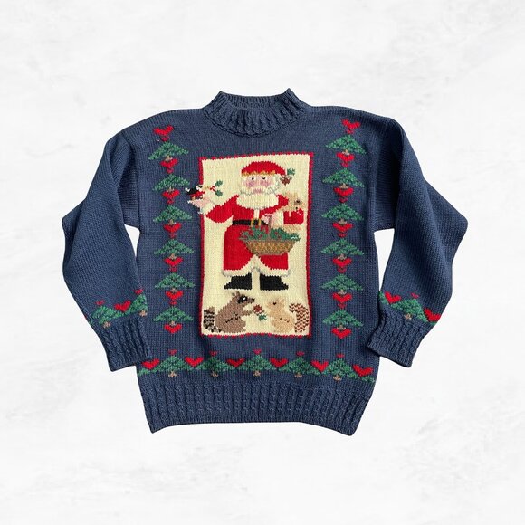 South Wool Hand Knit Santa Sweater - Picture 1 of 7